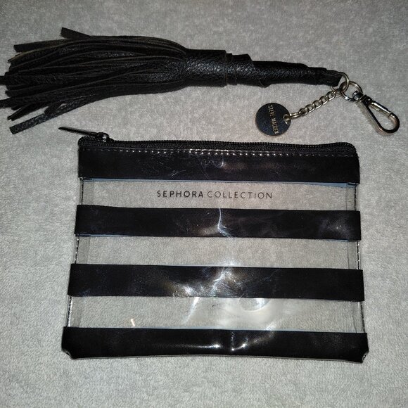 Sephora Collection Clear Striped Pouch & Steve Madden Leather Tassel Bundle - Picture 1 of 5